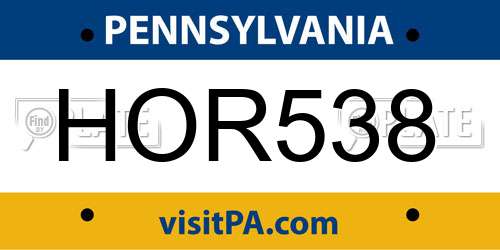 HOR538 Pennsylvania License Plate