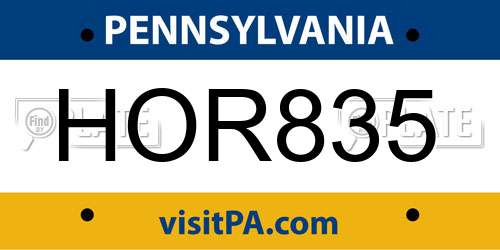 HOR835 Pennsylvania License Plate