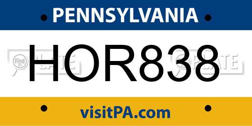 HOR838 Pennsylvania License Plate