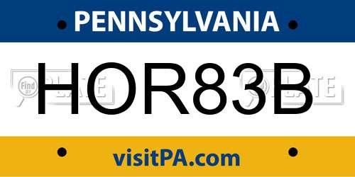 HOR83B Pennsylvania License Plate