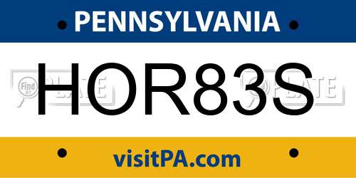 HOR83S Pennsylvania License Plate