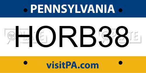 HORB38 Pennsylvania License Plate