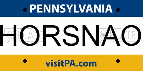 HORSNAO Pennsylvania License Plate