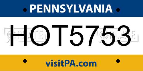 HOT5753 Pennsylvania License Plate