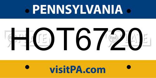 HOT6720 Pennsylvania License Plate