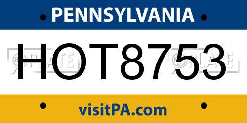 HOT8753 Pennsylvania License Plate