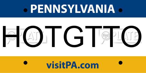 HOTGTTO Pennsylvania License Plate