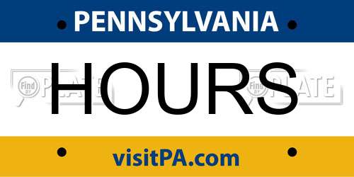 HOURS Pennsylvania License Plate