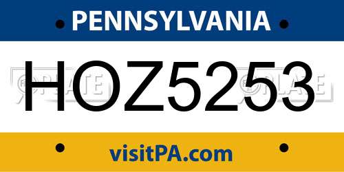 HOZ5253 Pennsylvania License Plate