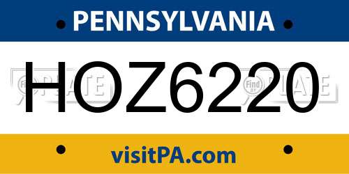 HOZ6220 Pennsylvania License Plate