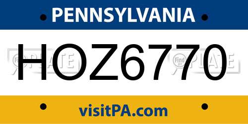 HOZ6770 Pennsylvania License Plate