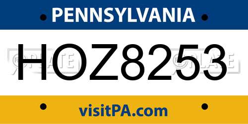 HOZ8253 Pennsylvania License Plate