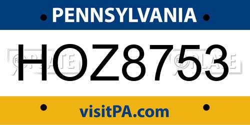 HOZ8753 Pennsylvania License Plate