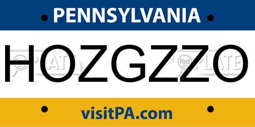 HOZGZZO Pennsylvania License Plate