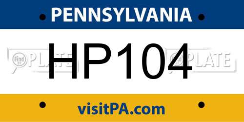 HP104 Pennsylvania License Plate