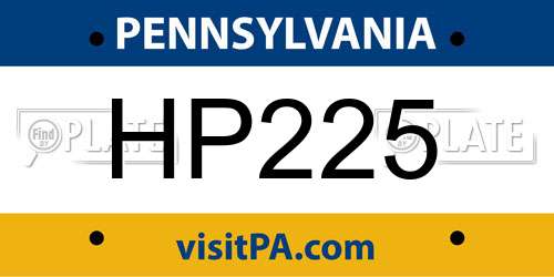 HP225 Pennsylvania License Plate