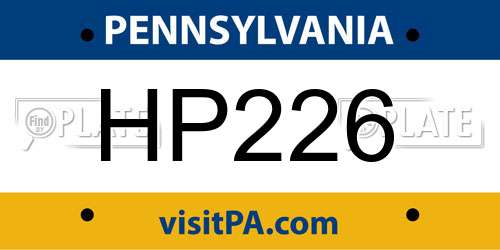 HP226 Pennsylvania License Plate
