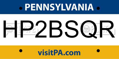 HP2BSQR Pennsylvania License Plate