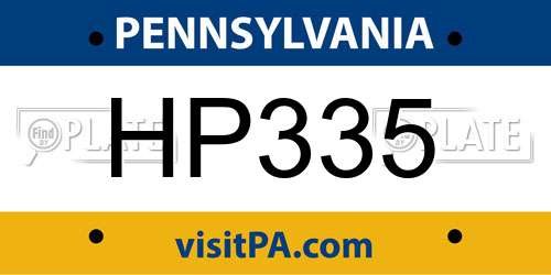 HP335 Pennsylvania License Plate