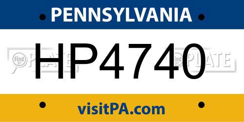 HP4740 Pennsylvania License Plate