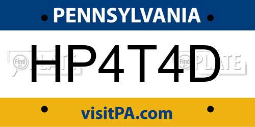 HP4T4D Pennsylvania License Plate