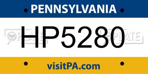 HP5280 Pennsylvania License Plate