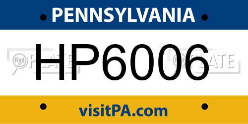 HP6006 Pennsylvania License Plate