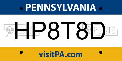 HP8T8D Pennsylvania License Plate