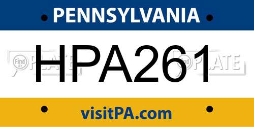 HPA261 Pennsylvania License Plate