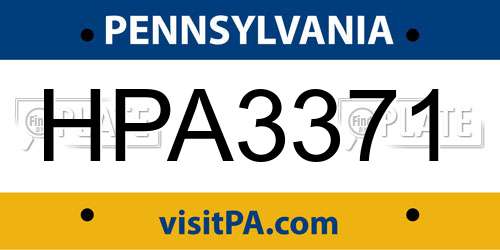 HPA3371 Pennsylvania License Plate