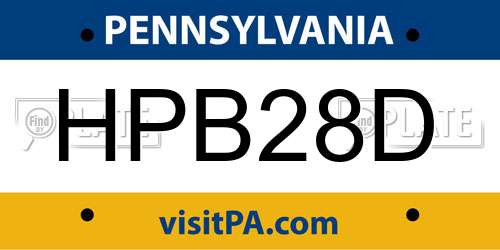 HPB28D Pennsylvania License Plate
