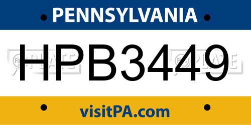 HPB3449 Pennsylvania License Plate