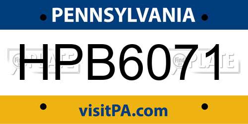 HPB6071 Pennsylvania License Plate
