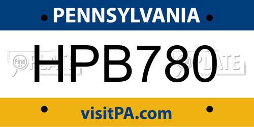 HPB780 Pennsylvania License Plate