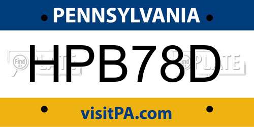 HPB78D Pennsylvania License Plate