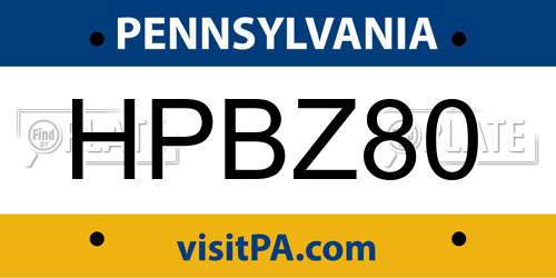 HPBZ80 Pennsylvania License Plate