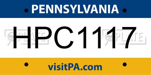 HPC1117 Pennsylvania License Plate