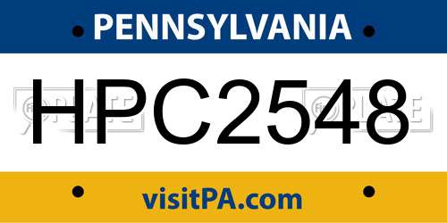HPC2548 Pennsylvania License Plate