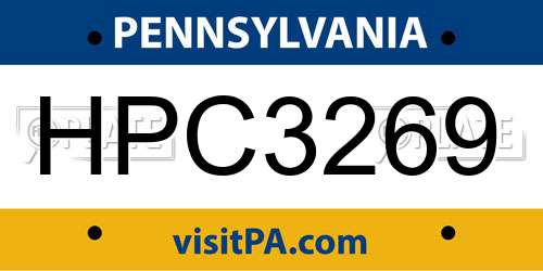 HPC3269 Pennsylvania License Plate