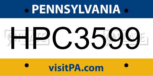 HPC3599 Pennsylvania License Plate
