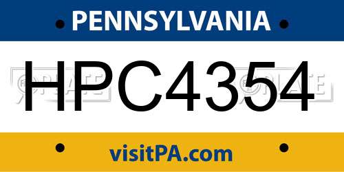 HPC4354 Pennsylvania License Plate