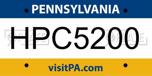 HPC5200 Pennsylvania License Plate