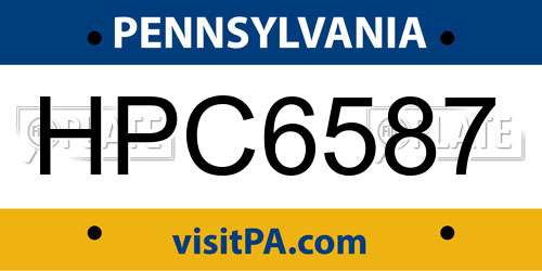 HPC6587 Pennsylvania License Plate