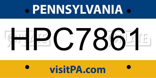 HPC7861 Pennsylvania License Plate