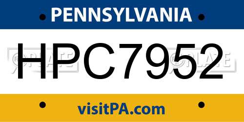 HPC7952 Pennsylvania License Plate