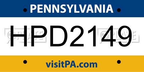 HPD2149 Pennsylvania License Plate