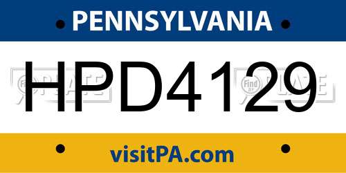HPD4129 Pennsylvania License Plate