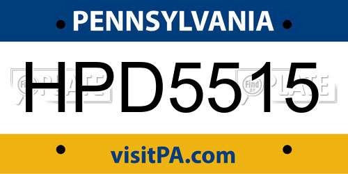 HPD5515 Pennsylvania License Plate