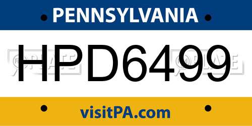 HPD6499 Pennsylvania License Plate