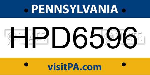HPD6596 Pennsylvania License Plate